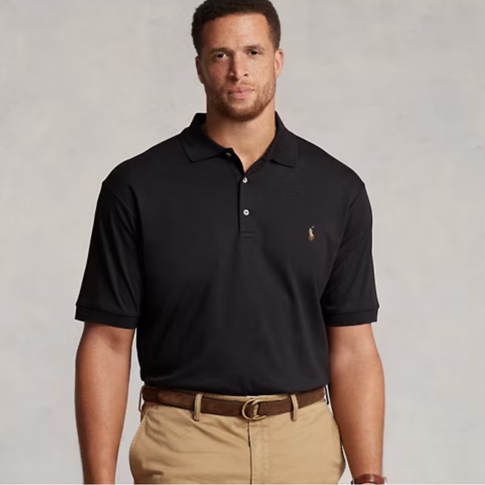 POLO RALPH LAUREN SOFT COTTON POLO SHIRT PULLOVER SIZE MEDIUM BLACK
